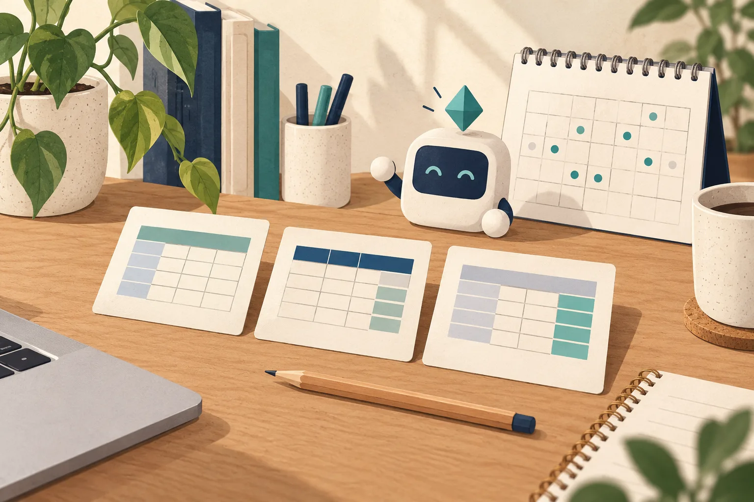 학습 기록과 과제를 연결하는 AI 학습 코치 앱 개념 일러스트